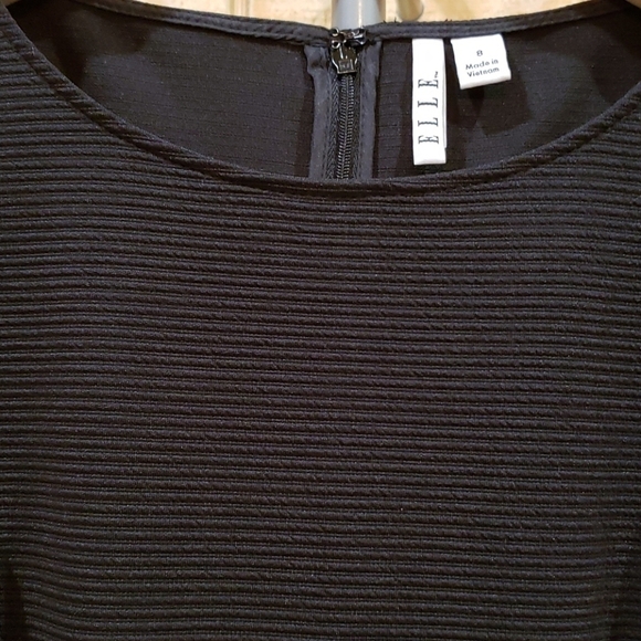 Elle Black Sleeveless Pleated Peplum Classic Shift Dress Size 8 - Picture 3 of 5